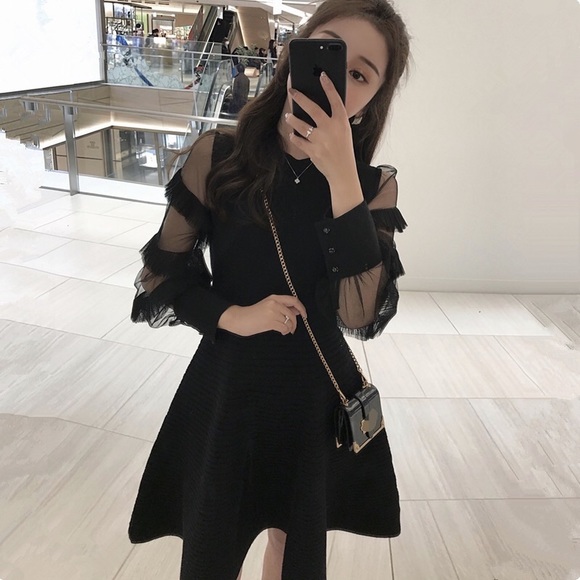 Long Sleeve Black Dress - Picture 2 of 3